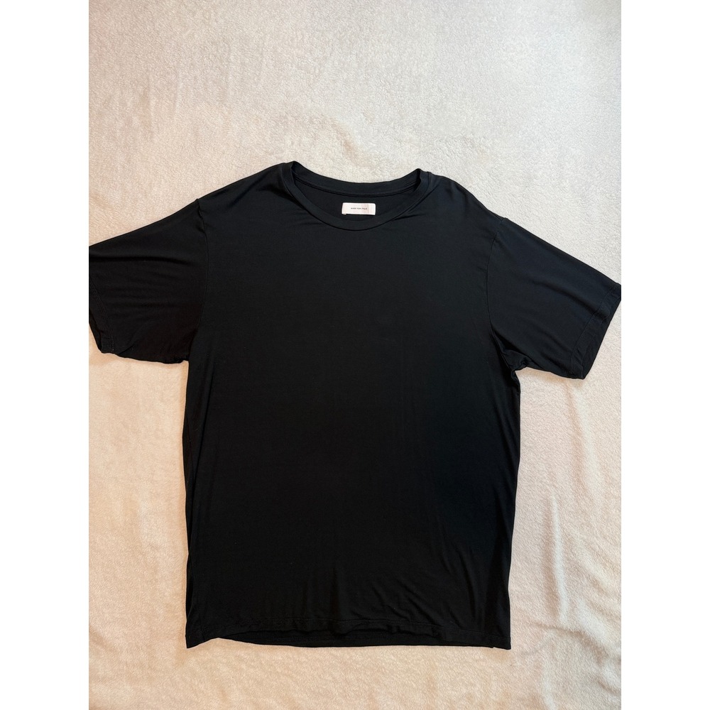 Italic Women Black Short Sleeve Crew Neck T-Shirt Minimalist Basic Tee